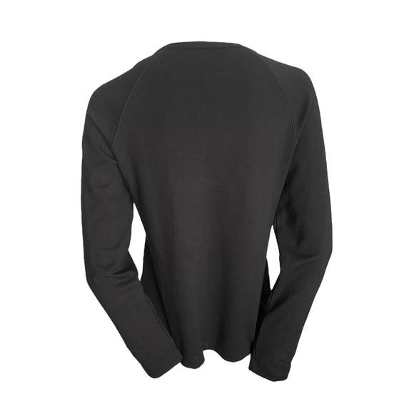 Apanage Black Damask Pattern Textured Bodice Zippered Jersey Cardigan Size 8 - Picture 3 of 7